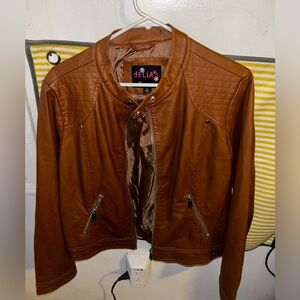 NWOT Medium Faux leather jacket- brown XL